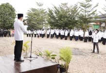 Upacara Hari Amal Bhakti Ke-75 Tahun 2021 Digelar di Halaman Kantor Kemenag Way Kanan