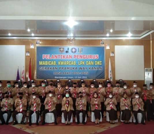 Ratusan Pengurus Gerakan Pramuka Way kanan Di Lantik